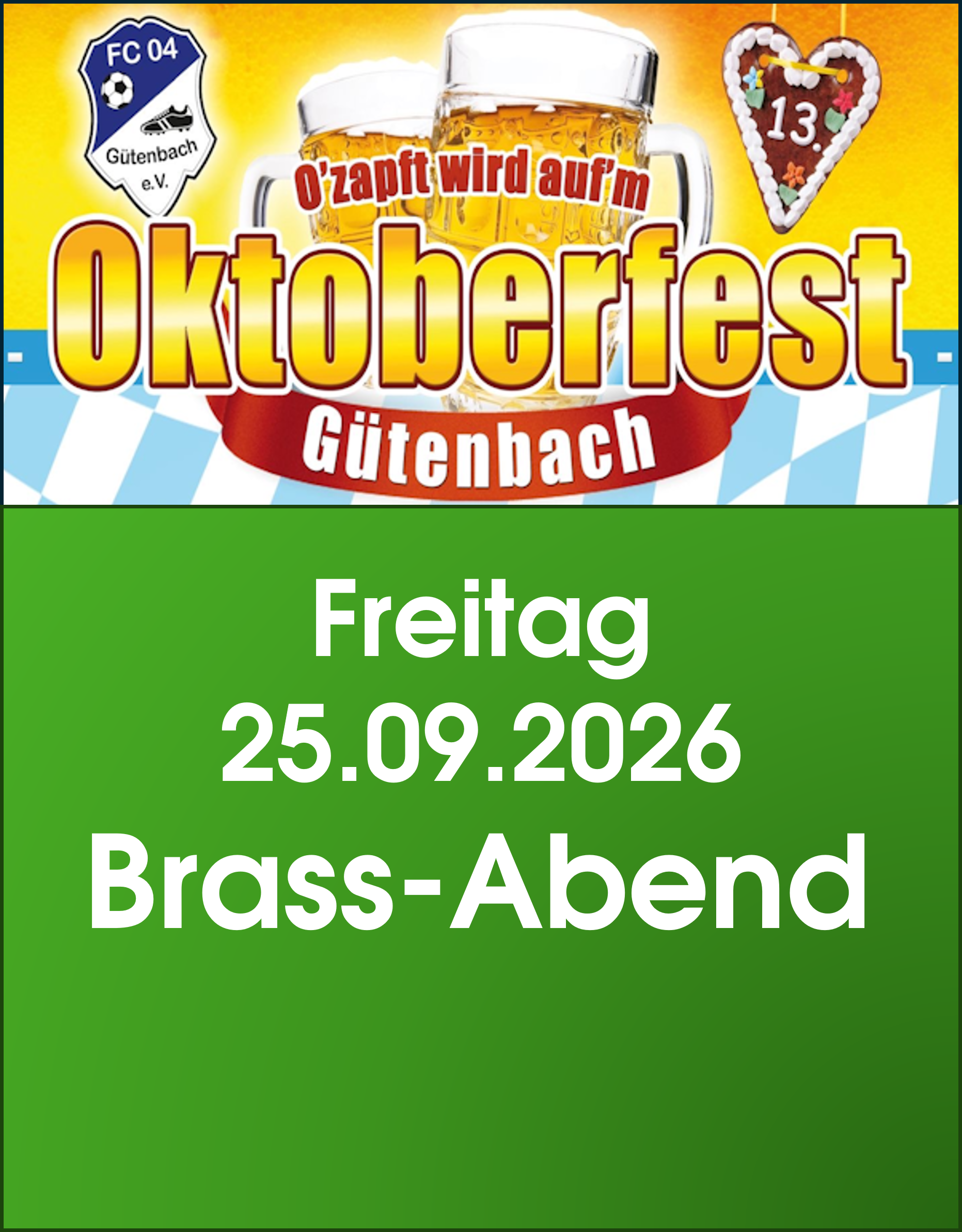 Tischreservierung Oktoberfest Freitag - Brass-Abend