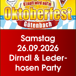 Tischreservierung Oktoberfest Samstag - Dirndl- und Lederhosen Party